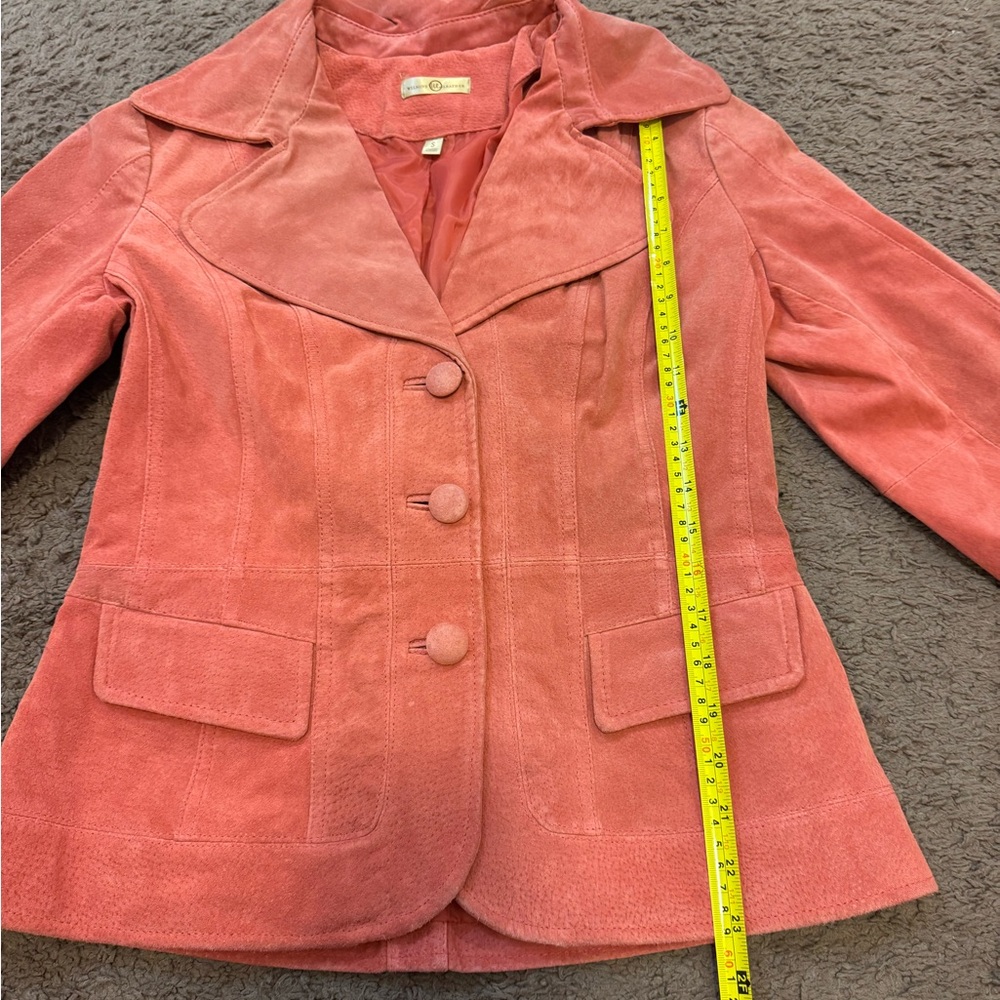 Wilsons Leather Suede Salmon Coat Jacket Blazer Pink Size S Small - Picture 3 of 8